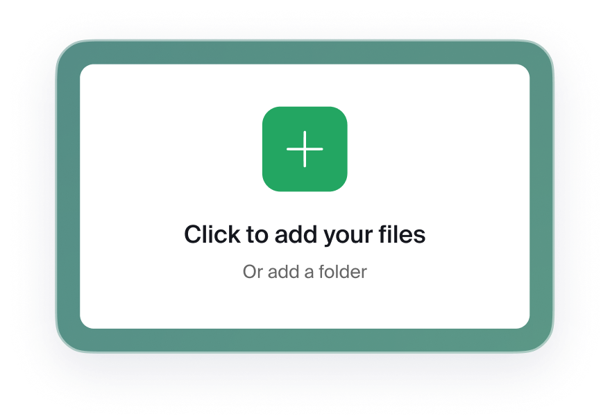 File upload area with a "+" button