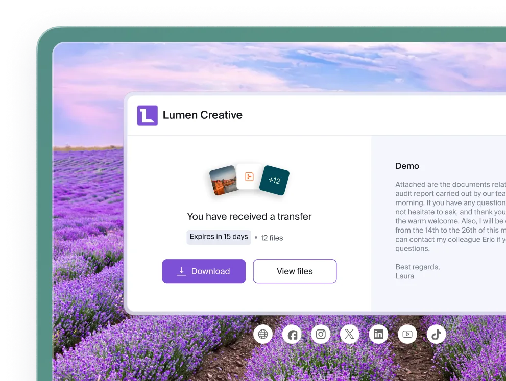 Pagina di download personalizzata con i colori di un marchio